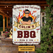 Grilling The Man The Meat The Legend - Gift For Father And Grandpa - Personalized Custom Classic Metal Signs