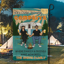 Welcome To Our Campsite Where Family&Friends Make Memories - Camping Flag - Gift for Couples Personalized Custom Camping Flag