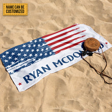 Personalized Bath Towel US Flag Customized Name - Beach Towel - Custom Pool Towel Beach Towel