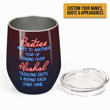 Friends Forever - Cartoon Version - Personalized Wine Tumbler - Birthday, Christmas, New Year Gift For Friends, Sistas, Sister, Besties, Best Friends, Soul Sisters