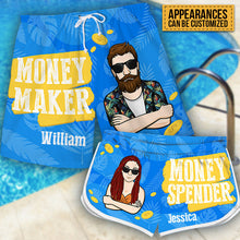 Money Maker Money Spender - Personalized Couple Beach Shorts - Matching Swimsuits For Couples - Gift For Couples, Husband Wife