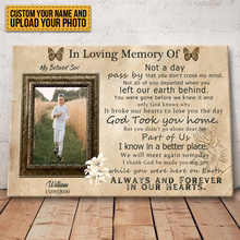 In Loving Memory Of My Loved Son Always And Forever In Our Hearts - Memorial Canvas - Personality Customized Canvas - Gifts For Loss Of Son