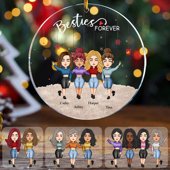 Besties Sisters Forever - Personalized Circle Acrylic Ornament - Christmas Gift For Besties, Sisters, Sistas