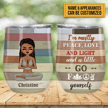 Yoga Chibi Girl Peace Love And Light - Personalized Custom Wine Tumbler