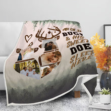 His Sweet Doe Sleep Here - Anniversary Gifts For Her Personalized Custom Fleece Flannel Blanket