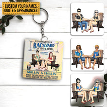 Poolside Where The Neighbors Listen To The Good Music - Summer Keychain - Gift For Couples Personalized Custom Keychain