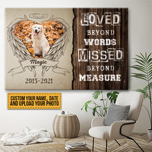 Custom Photo Personalized Dog Canvas, Dog Loss Gift, Memorial Dog Gift, Dog Loved Beyond Words Missed Beyond Measure Dem Canvas