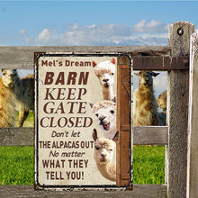 Personalized Alpaca Barn Keep Gate Closed Customized Classic Metal Signs-CUSTOMOMO