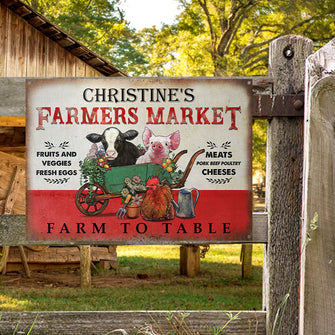 Personalized Farmers Market Farm To Table Customized Classic Metal Signs-CUSTOMOMO
