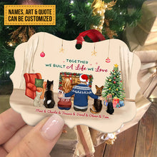 Christmas Couple With Dogs - Personalized Aluminum Ornament, Gift For Family, Couple, Dog Lovers