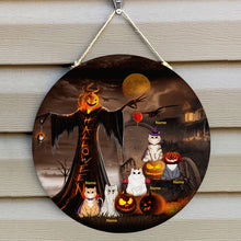 Halloween Welcome Door Signs, Pumpkin Head Scarecrow Custom Wooden Signs, Halloween Decorations For Cat Lovers , Cat Mom Gifts