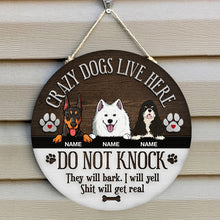 Crazy Dogs Live Here Signs, Gifts For Dog Lovers, Do Not Knock Custom Wooden Signs , Dog Mom Gifts