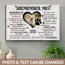 Custom Photo - Remember With Smiles Not Tears - Pet Canvas - Personality Customized Pet Canvas