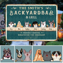 Backyard Bar & Grill - Personalized Metal Sign - Birthday, Loving Gift For Dog Mom, Dog Dad, Cat Mom, Cat Lover, Dog Lover, Pet Owners