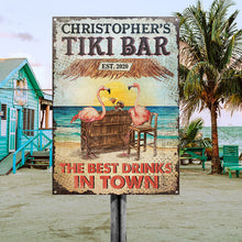 Personalized Tiki Bar Flamingo Best Drinks Customized Classic Metal Signs-CUSTOMOMO
