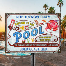 Personalized Flamingo Pool Memories Last Forever Customized Classic Metal Signs