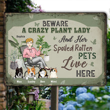 Beware A Crazy Plant Lady - Personalized Custom Metal Sign, Gift For Her, Him, Gardener