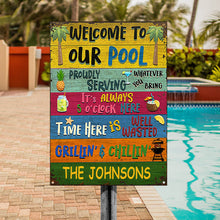Personalized Swimming Welcome To Our Pool Customized Classic Metal Signs
