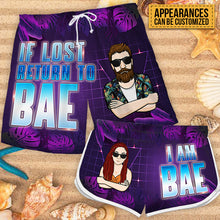 If Lost, Return To My Bae - Personalized Couple Beach Shorts - Matching Swimsuits For Couples - Gift For Couples, Husband Wife