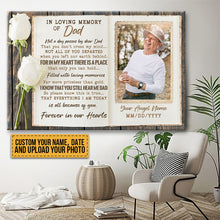 Custom Photo In Loving Memory Of Dad Forever In Our Hearts - Memorial Canvas - Personalized Custom Canvas Wall Art
