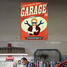 Garage Sign - My Tools My Rules - Auto Mechanic Garage Gift For Dad And Grandpa Personalized Custom Classic Metal Signs