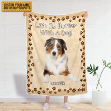 Custom Photo Life Is Better With Dog&Cat - Pet Blanket - Gifts For Pet Lovers Personalized Custom Fleece Flannel Blanket