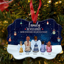 Family Forever - Sitting Family - Personalized Aluminum Ornament - Christmas, New Year Gift For Family, Sisters, Brothers, Siblings