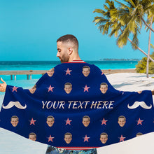 Custom Photo - The Father's Day Beach Towel US Flag Theme - Personalized Custom Beach Towel - Gift For Dad