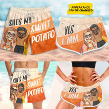 She's My Sweet Potato - Personalized Couple Beach Shorts - Matching Swimsuits For Couples - Gift For Couples, Husband Wife