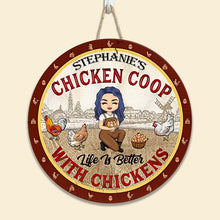 Life Is Better With Chickens - Personalized Round Wood Sign - Chicken Coop Decoration, Funny Chicken, Farmhouse Decorations Gift For Chicken Lovers, Farmer