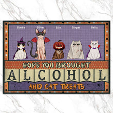 Hope You Brought Alcohol And Cat Treats Halloween - Cat Doormat - Halloween Gift For Cat Lovers Personalized Custom Doormat