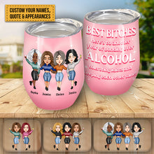 Friendship Built On A Solid Foundation Of Alcohol - Chibi Version - Personalized Wine Tumbler - Birthday, Christmas, New Year Gift For Friends, Sistas, Sister, Besties, Best Friends, Soul Sisters