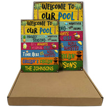 Personalized Swimming Welcome To Our Pool Customized Classic Metal Signs