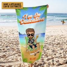 Traveling On Dadcation - Gift For Father - Personalized Custom Beach Towel