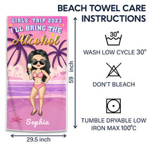 Girls' Trip I'll Bring The Alibi Beaches Swimming Picnic Vacation Traveling - Birthday, Funny Gift For Her, Besties, Family - Personalized Custom Beach Towel