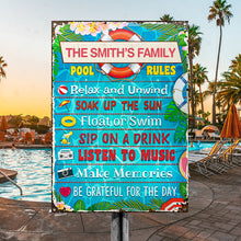 Personalized Swimming Pool Rules Relax Customized Classic Metal Signs