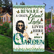 A Crazy Plant Lover Lives Here - Garden Flag - Personalized Custom Garden Flag