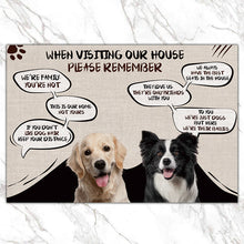 Custom Photo When Visiting Our House Please Remember - Pet Doormat - Lovely Puppies Gift For Pet Lovers Personalized Custom Doormat