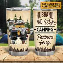 Husband And Wife Camping Partners For Life  - Gift For Camping Lovers - Personalized Custom Tumble