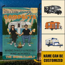 Welcome To Our Campsite Where Family&Friends Make Memories - Camping Flag - Gift for Couples Personalized Custom Camping Flag