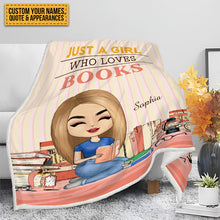 Personalized Custom Fleece Blanket A Girl Who Loves Books Reading - Gift For Book Lovers