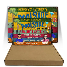 Poolside Bar & Grill Summer - Gift For Couples - Personalized Custom Classic Metal Signs