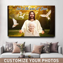 Custom Photo - God Bless You Safe In The Arms Of Jesus - Personalized Custom Canvas - Memorial Canvas
