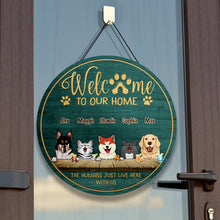 Welcome To Our Home Peeking Pets - Funny Personalized Pet Door Sign