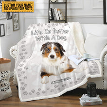 Custom Photo Life Is Better With Dog&Cat - Pet Blanket - Gifts For Pet Lovers Personalized Custom Fleece Flannel Blanket
