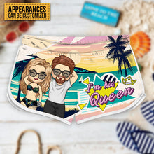I Am Her King - Personalized Couple Beach Shorts - Matching Swimsuits For Couples - Gift For Couples, Husband Wife
