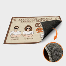 A Crazy Dog Lady And Grumpy Old Man Live Here - Couple Doormat - Gift for Dog Lovers, Couples Personalized Custom Doormat