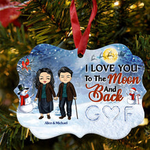 Couple I Love You To The Moon And Back - Christmas Gift For Couple - Personalized Custom Aluminum Ornament