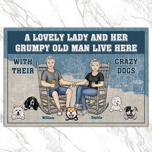 A Lovely Lady And Her Grumpy Old Man Live Here - Couple Doormat - Gift for Couples, Dog Lovers Personalized Custom Doormat