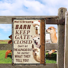 Personalized Alpaca Barn Keep Gate Closed Customized Classic Metal Signs-CUSTOMOMO